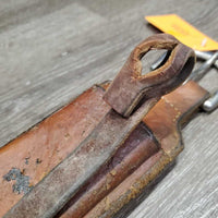 3" W Soft Thick Leather Back Cinch, connector strap, Keepers *vgc/gc, dents, scrapes, curled edge, mnr dirt, slices
