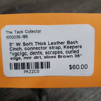 3" W Soft Thick Leather Back Cinch, connector strap, Keepers *vgc/gc, dents, scrapes, curled edge, mnr dirt, slices
