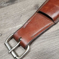 3" W Soft Thick Leather Back Cinch, connector Buckle, Keepers *vgc, dents, scrapes, curled edge, mnr dirt
