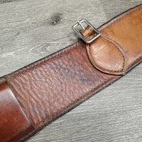 3" W Soft Thick Leather Back Cinch, connector Buckle, Keepers *vgc, dents, scrapes, curled edge, mnr dirt
