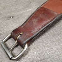 3" W Soft Thick Leather Back Cinch, connector Buckle, Keepers *vgc, dents, scrapes, curled edge, mnr dirt
