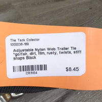 Adjustable Nylon Web Trailer Tie *gc/fair, dirt, film, rusty, twists, stiff snaps
