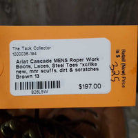 MENS Roper Work Boots, Laces, Steel Toes *xc/like new, mnr scuffs, dirt & scratches
