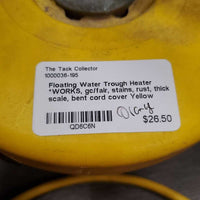 Floating Water Trough Heater *WORKS, gc/fair, stains, rust, thick scale, bent cord cover

