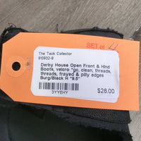 Open Front & Hind Boots, velcro *gc, clean, threads, threads, frayed & pilly edges
