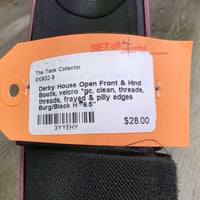 Open Front & Hind Boots, velcro *gc, clean, threads, threads, frayed & pilly edges
