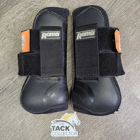 Open Front Boots, velcro *fair, clean, v.holey/torn edges, hairy lining, faded, scrapes, residue

