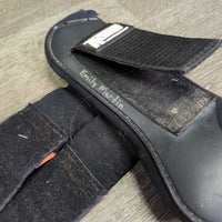 Open Front Boots, velcro *fair, clean, v.holey/torn edges, hairy lining, faded, scrapes, residue
