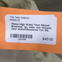 High Waist Thick Ribbed Breeches *gc, older, mnr threads, seat stains/discolored
