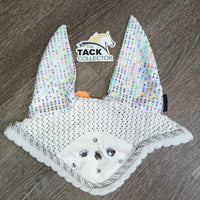 Crochet Fly Veil Ear Bonnet, bling, piping *xc, clean, mnr snags, curled edges & puckers
