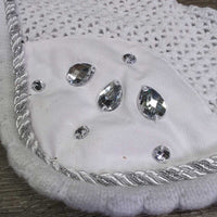 Crochet Fly Veil Ear Bonnet, bling, piping *xc, clean, mnr snags, curled edges & puckers
