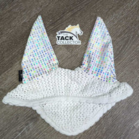 Crochet Fly Veil Ear Bonnet, bling, piping *xc, clean, mnr snags, curled edges & puckers
