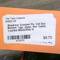 Crochet Fly Veil Ear Bonnet *vgc, clean, mnr faded, v.curled
