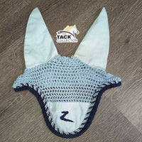 Crochet Fly Veil Ear Bonnet, XLG Ears *gc, clean, puckers, frays, snags & stains
