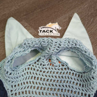 Crochet Fly Veil Ear Bonnet, XLG Ears *gc, clean, puckers, frays, snags & stains
