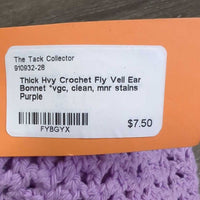 Thick Hvy Crochet Fly Veil Ear Bonnet *vgc, clean, mnr stains
