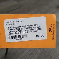Med French Link Loose Ring Bit, Locking Center Lozenge *vgc, clean, mnr scuffs, scratches & rubs
