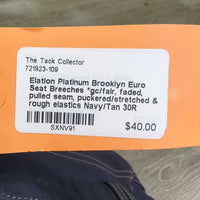 Euro Seat Breeches *gc/fair, faded, pulled seam, v.puckered/stretched & rough elastics
