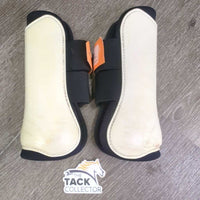 Open Front & Hind Boots, velcro *gc, yellowed, discolored, clean, hairy, stains, scrapes, 1 squished
