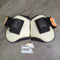 Open Front & Hind Boots, velcro *gc, yellowed, discolored, clean, hairy, stains, scrapes, 1 squished

