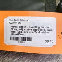 Horse Show - Eventing Number Pinny, adjustable shoulders, Waist Ties *vgc, mnr scuffs & stains
