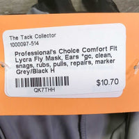 Lycra Fly Mask, Ears *gc, clean, snags, rubs, pulls, repairs, marker
