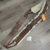 12 Rings Nylon Web Lungeing Surcingle, Long Fleece Lined, Girth *gc, older, dirty, rubs, clumpy, stains
