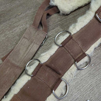 12 Rings Nylon Web Lungeing Surcingle, Long Fleece Lined, Girth *gc, older, dirty, rubs, clumpy, stains
