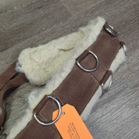 12 Rings Nylon Web Lungeing Surcingle, Long Fleece Lined, Girth *gc, older, dirty, rubs, clumpy, stains
