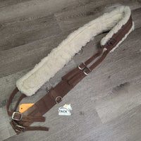 12 Rings Nylon Web Lungeing Surcingle, Long Fleece Lined, Girth *gc, older, dirty, rubs, clumpy, stains
