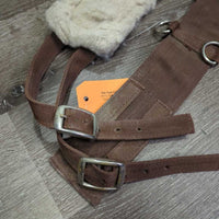 12 Rings Nylon Web Lungeing Surcingle, Long Fleece Lined, Girth *gc, older, dirty, rubs, clumpy, stains
