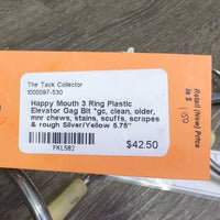 3 Ring Plastic Elevator Gag Bit *gc, clean, older, mnr chews, stains, scuffs, scrapes & rough
