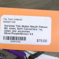 Thin Mullen Mouth Pelham Bit, chain, Soft Converters *xc, clean, mnr scratches
