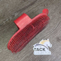 Plastic Curry, handle *gc, dirty, bent bristles, curved, peeled
