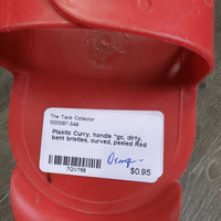 Plastic Curry, handle *gc, dirty, bent bristles, curved, peeled

