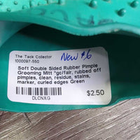 Soft Double Sided Rubber Pimple Grooming Mitt *gc/fair, rubbed off pimples, clean, residue, stains, marker, curled edges
