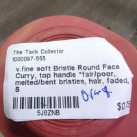 v.fine soft Bristle Round Face Curry, top handle *fair/poor, melted/bent bristles, hair, faded
