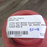 v.fine soft Bristle Round Face Curry, top handle *gc, stains, clean, faded
