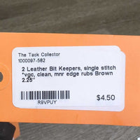 2 Leather Bit Keepers, single stitch *vgc, clean, mnr edge rubs
