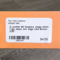 2 Leather Bit Keepers, single stitch *vgc, clean, mnr edge rubs
