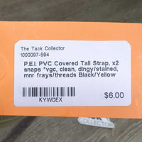 PVC Covered Tail Strap, x2 snaps *vgc, clean, dingy/stained, mnr frays/threads
