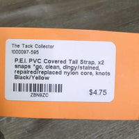 PVC Covered Tail Strap, x2 snaps *gc, clean, dingy/stained, repaired/replaced nylon core, knots
