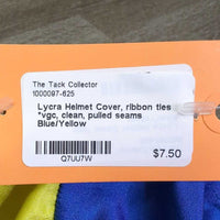 Lycra Helmet Cover, ribbon ties *vgc, clean, pulled seams
