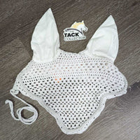 Crochet Fly Veil Ear Bonnet, piping, string *gc, clean, v.twisted & curled, mnr stains
