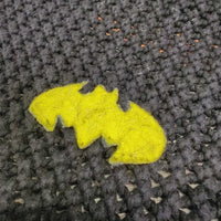 Crochet Fly Veil Ear Bonnet, piping, "Bat Signal" *gc, clean, faded, fuzzy, rubs, hair
