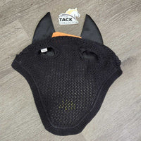 Crochet Fly Veil Ear Bonnet, piping, "Bat Signal" *gc, clean, faded, fuzzy, rubs, hair
