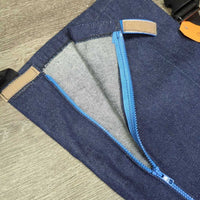 2 Denim Ice Leg Boots, Zippers, Drawstring Bottoms, Over Wither Straps *like new
