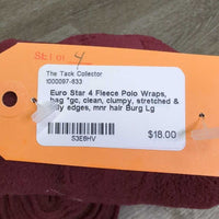 4 Fleece Polo Wraps, bag *gc, clean, clumpy, stretched & pilly edges, mnr hair

