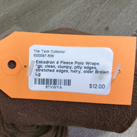 4 Fleece Polo Wraps *gc, clean, clumpy, pilly edges, stretched edges, hairy, older
