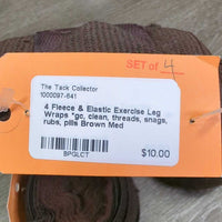 4 Fleece & Elastic Exercise Leg Wraps *gc, clean, threads, snags, rubs, pills
